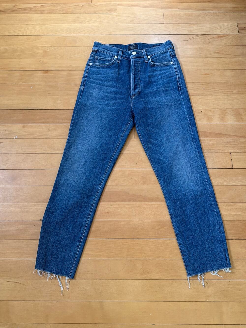 Citizens of Humanity Size 24 High Rise Dark Wash Distressed Hem Jeans